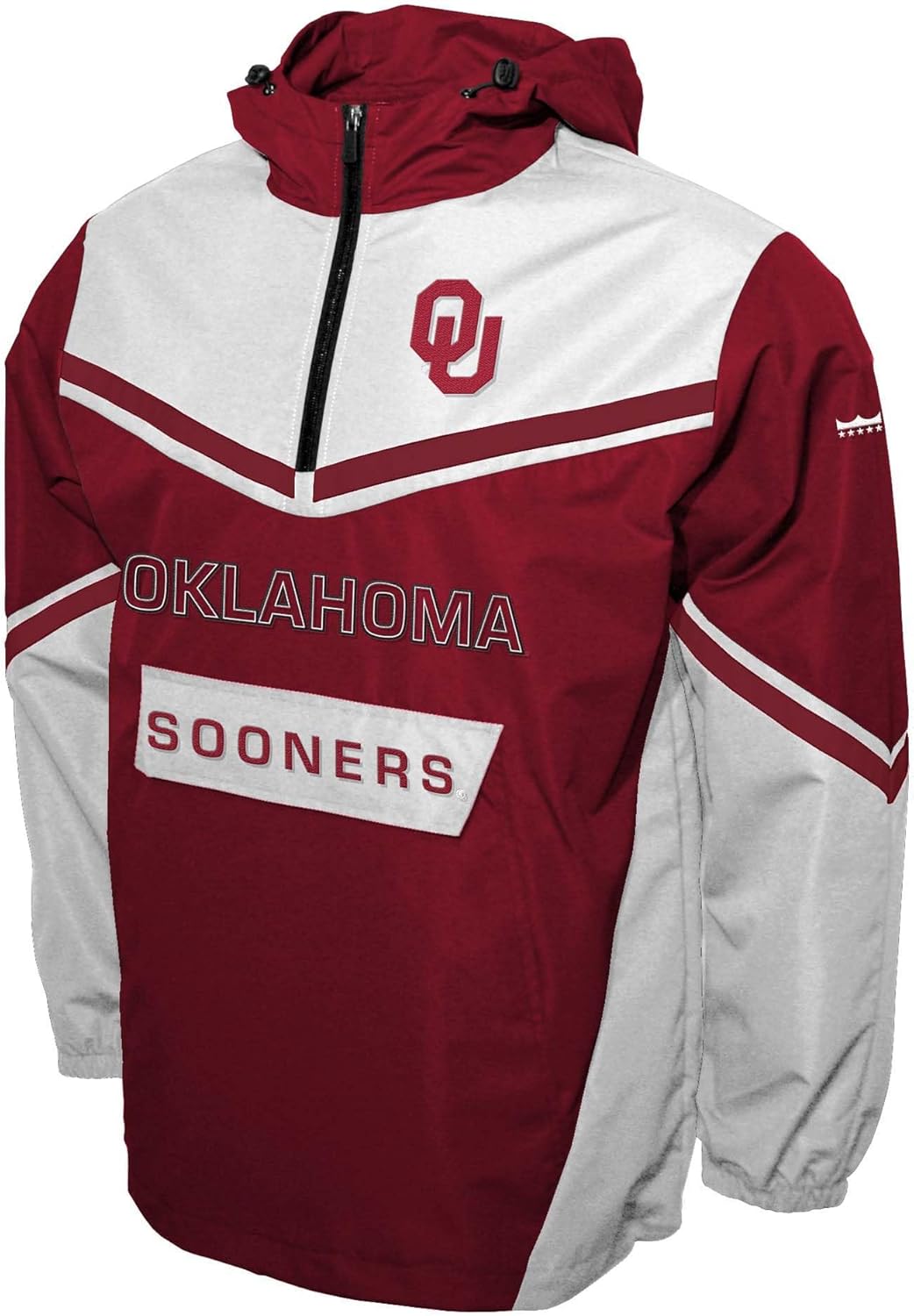 2Bhip NCAA Oklahoma Sooners Mens Half Zip Water-resistant Windbreaker Hoodie Pullover With Pocket Mens Jackets