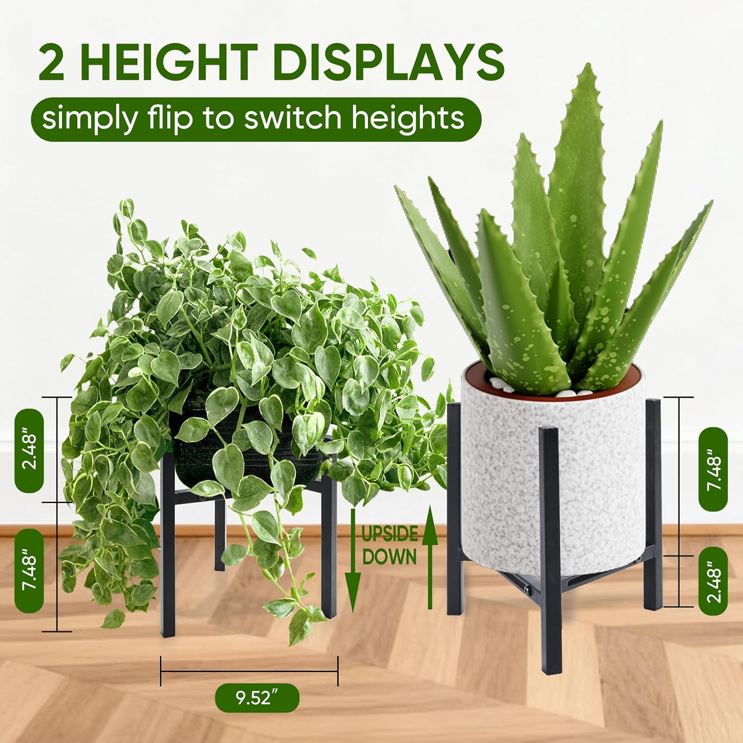 Adjustable Metal Plant Stand Indoor Outdoor , Heavy Duty pot holders with Rust-Proof Design for 8-12 Inch Pots 1 or 2 Pcs Option Black for Home Garden Corner Decor(Pot & Plant Not Included) (2PCS) image 4