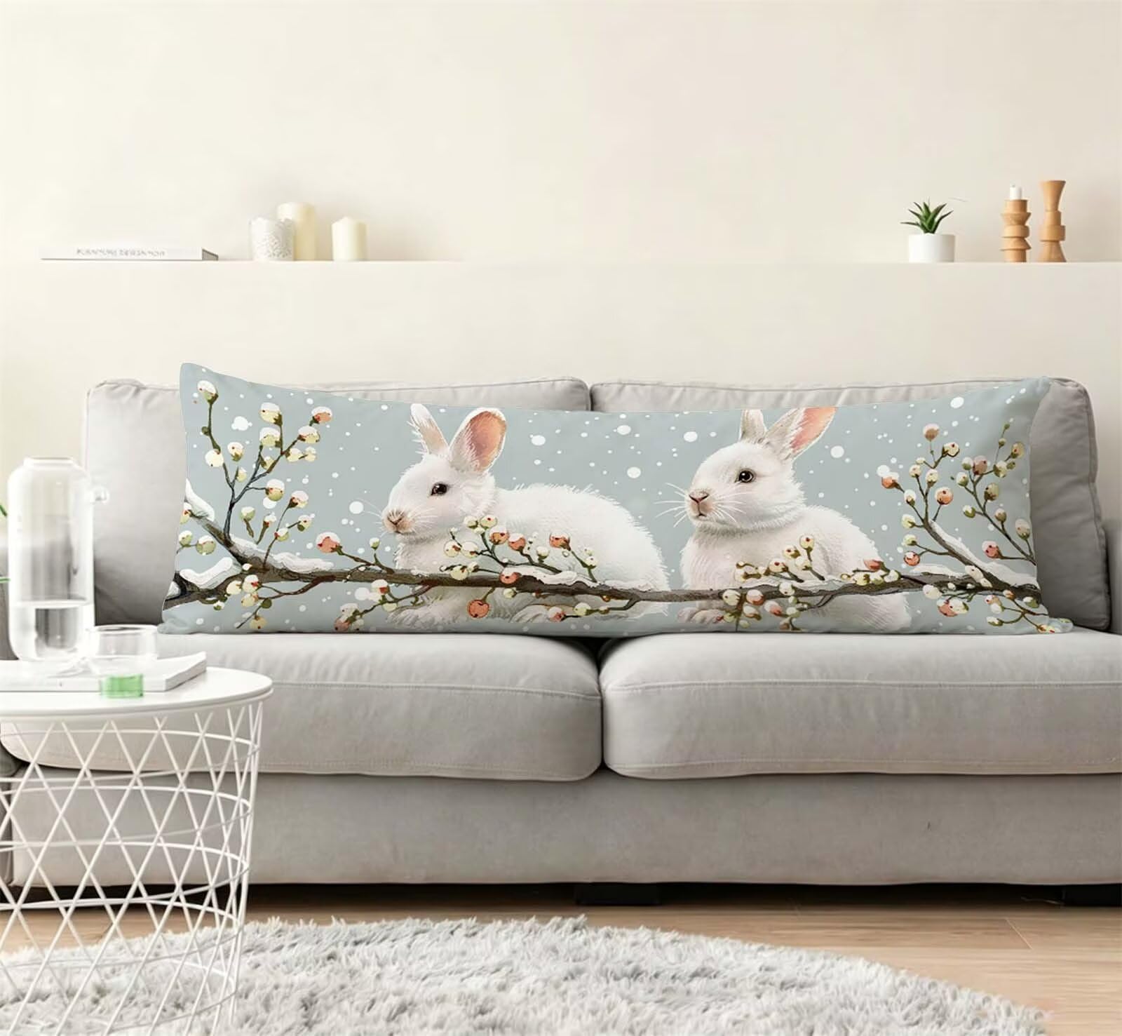 Animale-26 Federe Cuscino Letto 50 x 150 cm, Cuscini per Divano Velluto, | Doppia Faccia Stampa, Coniglio Fodera per Cuscino Decorativa, con Cerniera, Cuscino per Dormire Sul Fianco j-126