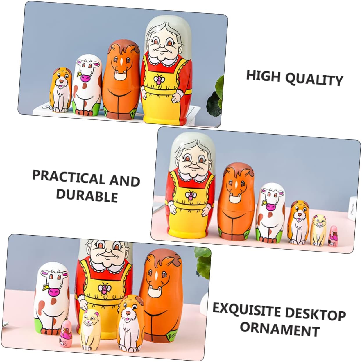 6pcs Wooden Nesting Dolls for Boys and Girls Adults Matryoshka Doll Body and Decorative Toys