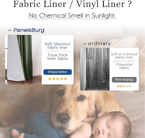 Miniatura 6 de Cortinas opacas verdes para sala de estar de 84 pulgadas de largo, juego de 2 paneles plisados, lino neutro, tratamientos de ventana texturizados,