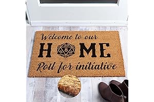 Funny Coir Doormat: Welcome to Our Home, Roll for Initiative
