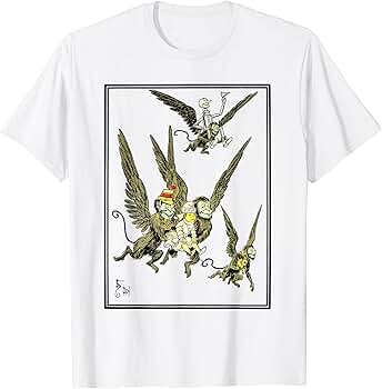 Amazon | 色付き描画 オズの魔法使い 本 空飛ぶ猿 Tシャツ | T