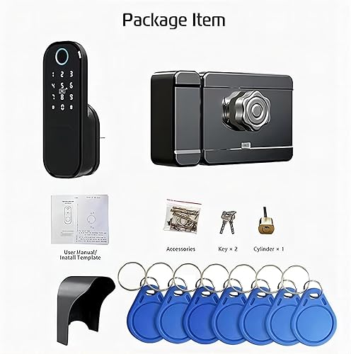 Miniatura 5 de Cerradura de puerta inteligente de huellas dactilares, IPX5 resistente a la intemperie, entrada sin llave, control de aplicación de bloqueo TT