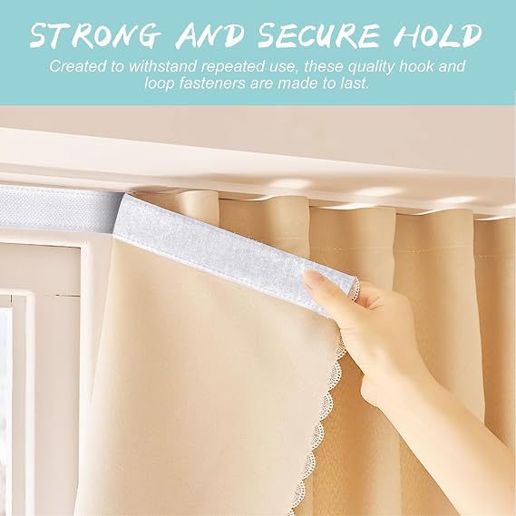 Sew On Tape for Clothes and Fabrics, Non-Adhesive Back Hook and Loop Strips - Substitute for Snaps and Buttons, Cut Strips to Custom Length for Sewing for Home Office and Classroom (White-4 * 10)