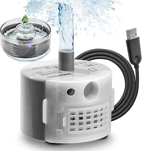 Miniatura 10 de Fuente de agua para gatos de vidrio, fuente de vidrio para mascotas de 3.2L/108 onzas con luz LED, dispensador automático de agua para gatos (gris)