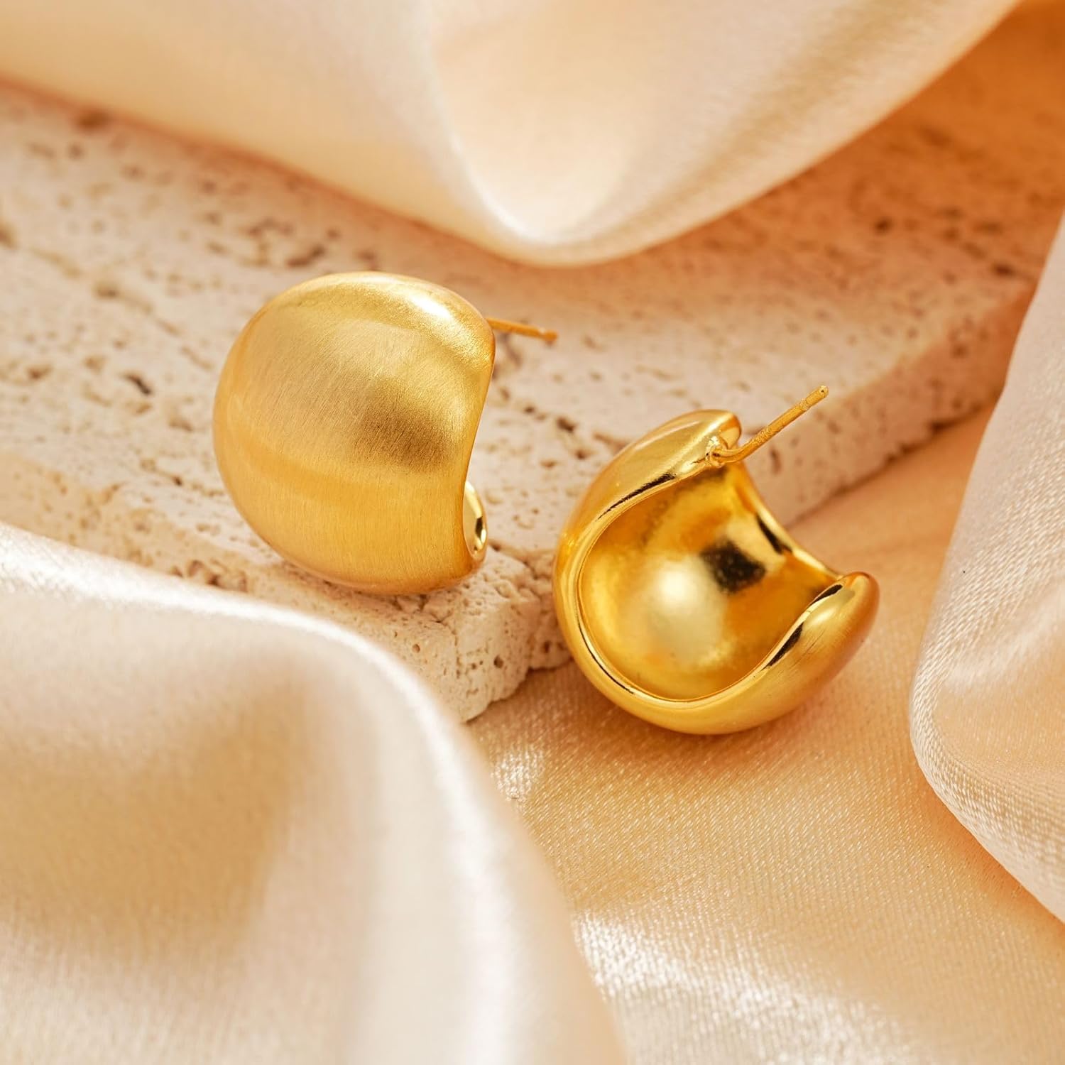 Chunky Statement Earrings for Women, Trendy Gold Stud Earrings Hypoallergenic Jewelry Gifts for Birthday Anniversary Holiday - Image 6