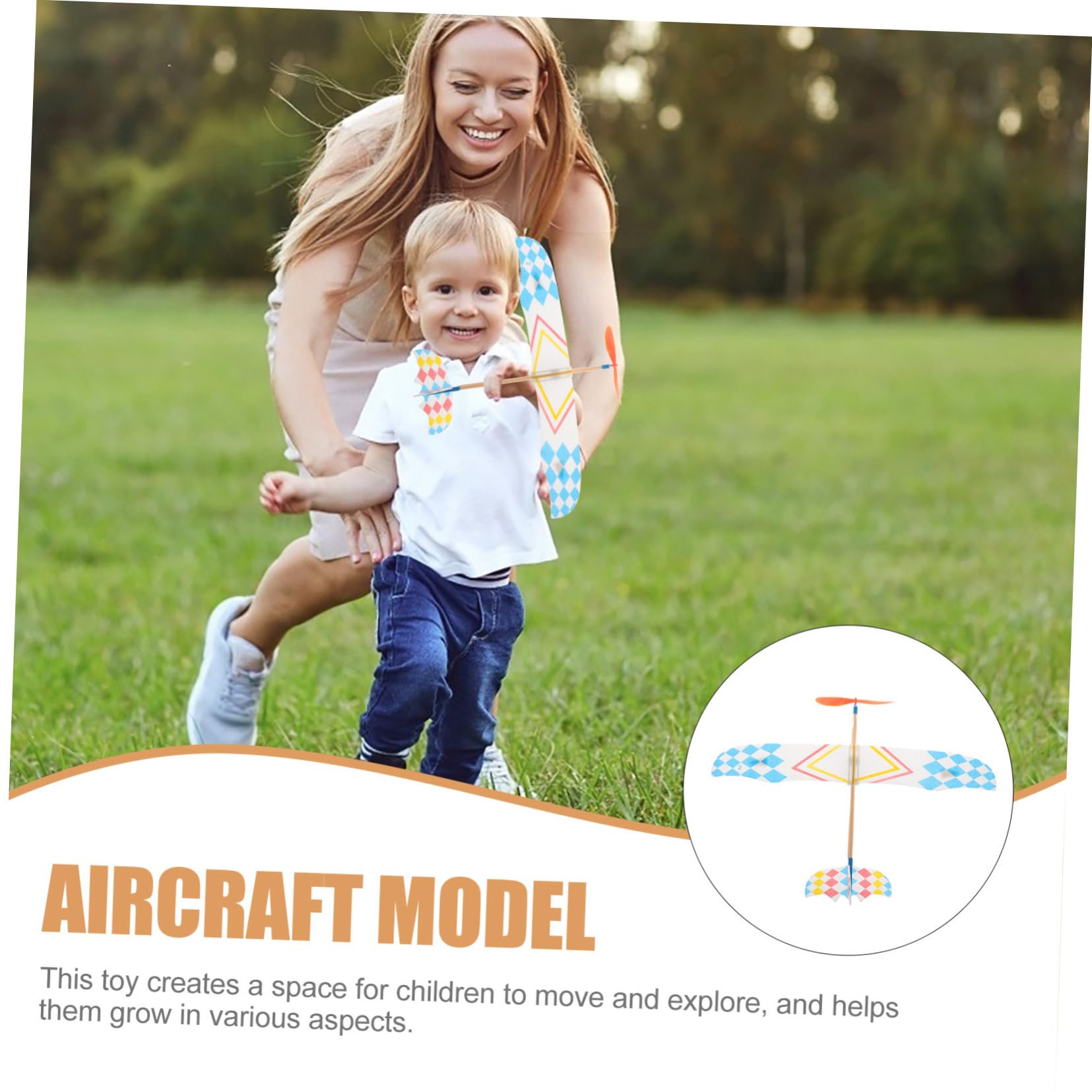 HANABASS Modèle A Filles en Garçon et Parent-garçon Interaction Pack de Pièces 10, Plusieurs Styles Jouet Avion Elastique Bois Plastique Biplan Éducatif