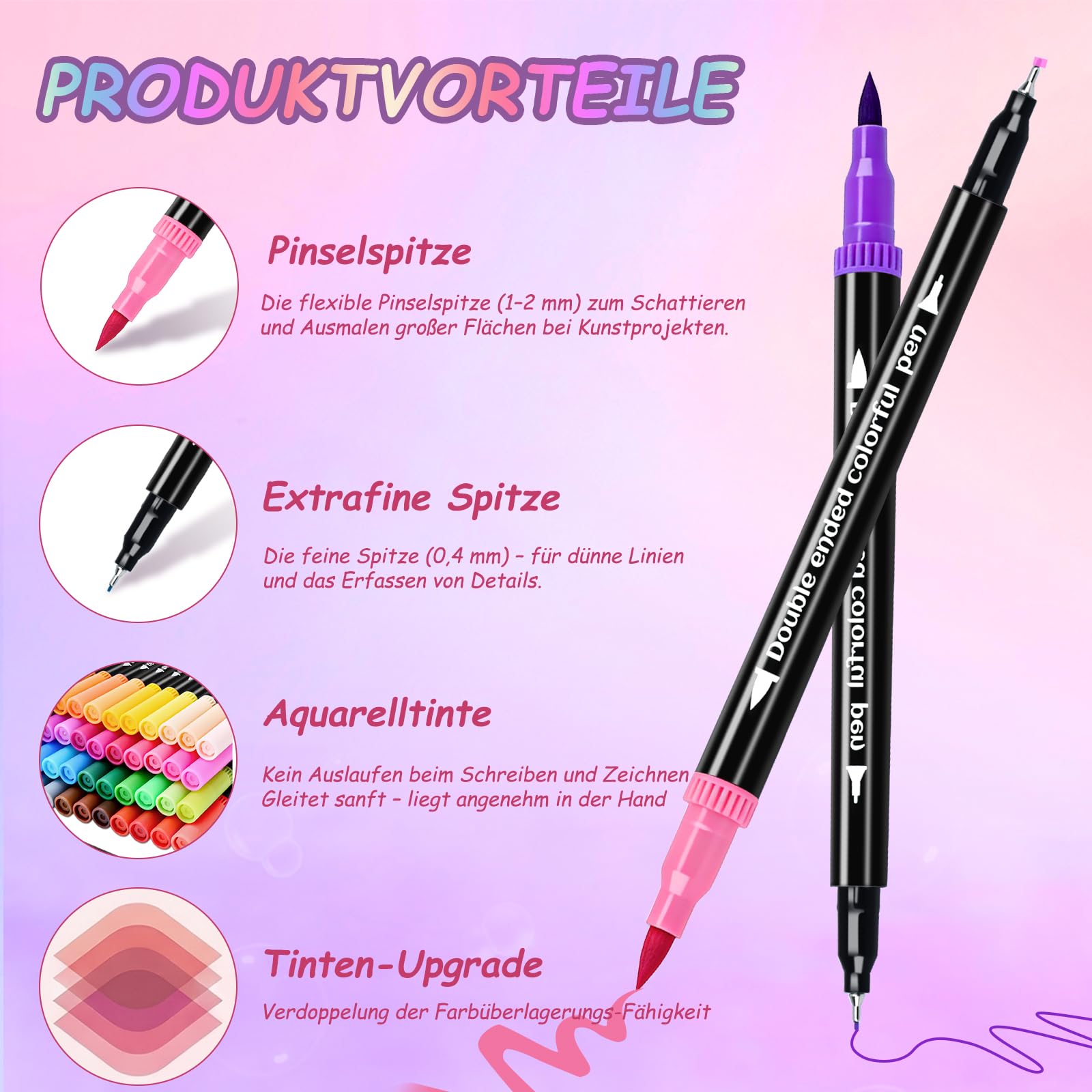 120 Farben Filzstifte Dual Brush Pinselmarker, Dual Brush Pen Set Filzstifte Feine Spitze & Pinselspitze für Erwachsene, Fineliner Set Malstifte für Ausmalen, Malbücher, Manga Handlettering
