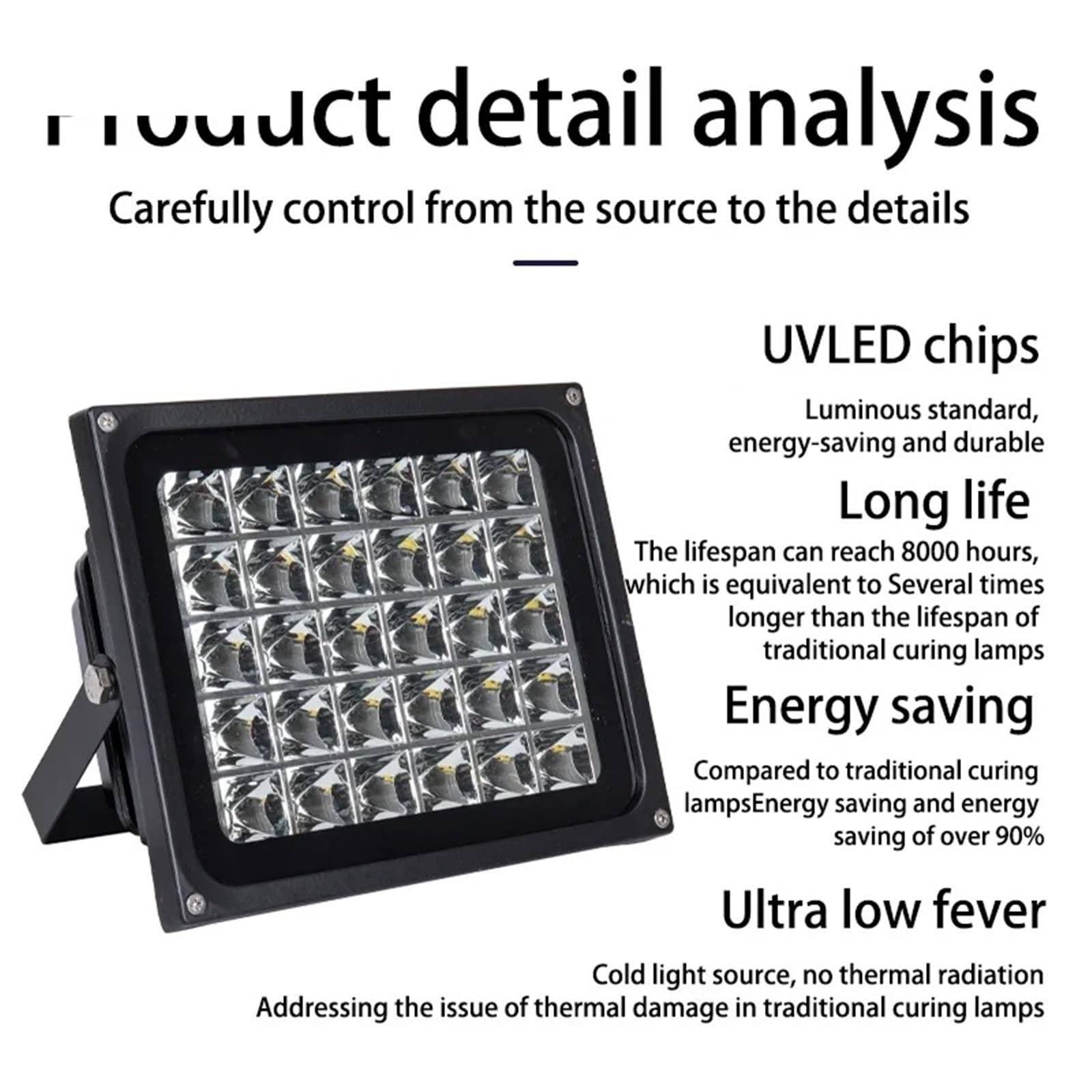 Lámpara de curado UV LED Lámpara de curado UV LED 405 NM, 395 y 365 for Impresora 3D, Manual reparación PCB Resina, lámpara horneado con irradiación luz púrpura(395nm,30W)