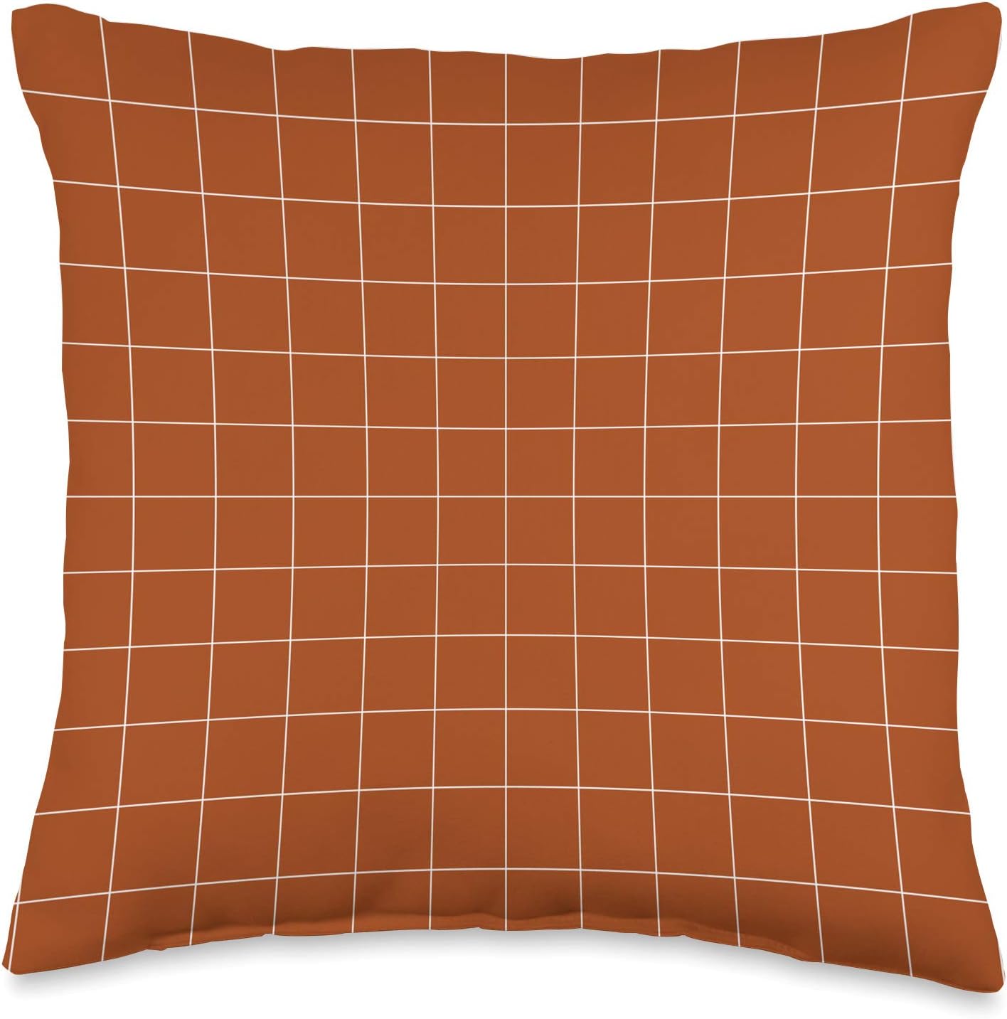 Windowpane Check Grid (white/burnt orange) Throw Pillow