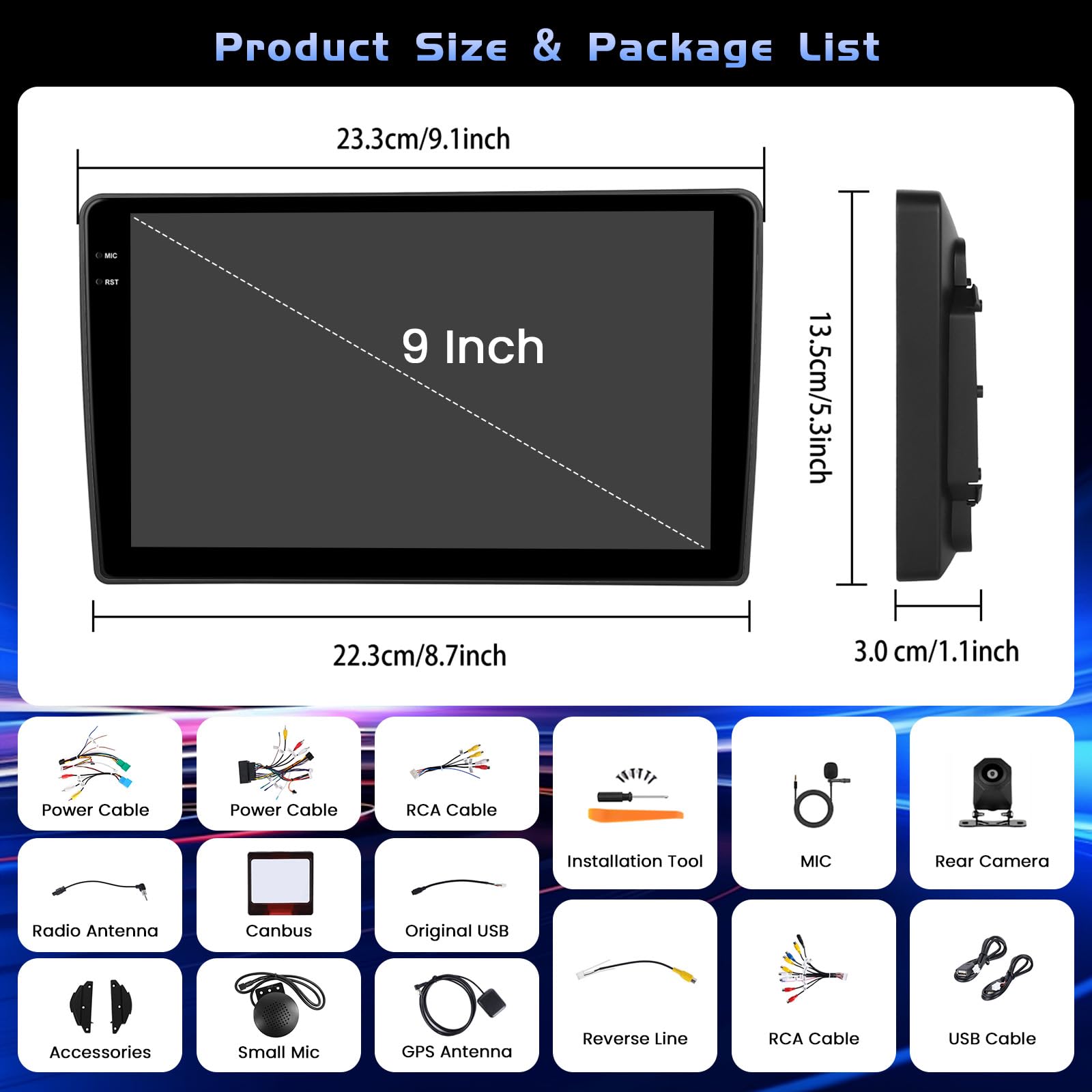 Hikity 4+128G 9" Autoradio Android per FIAT Tipo Egea 2015-2020 | Incell Touchscreen Wireless Carplay Autoradio 2 DIN GPS Navi Bluetooth 5.0 WiFi FM/RDS Retrocamera EQ 4+128G