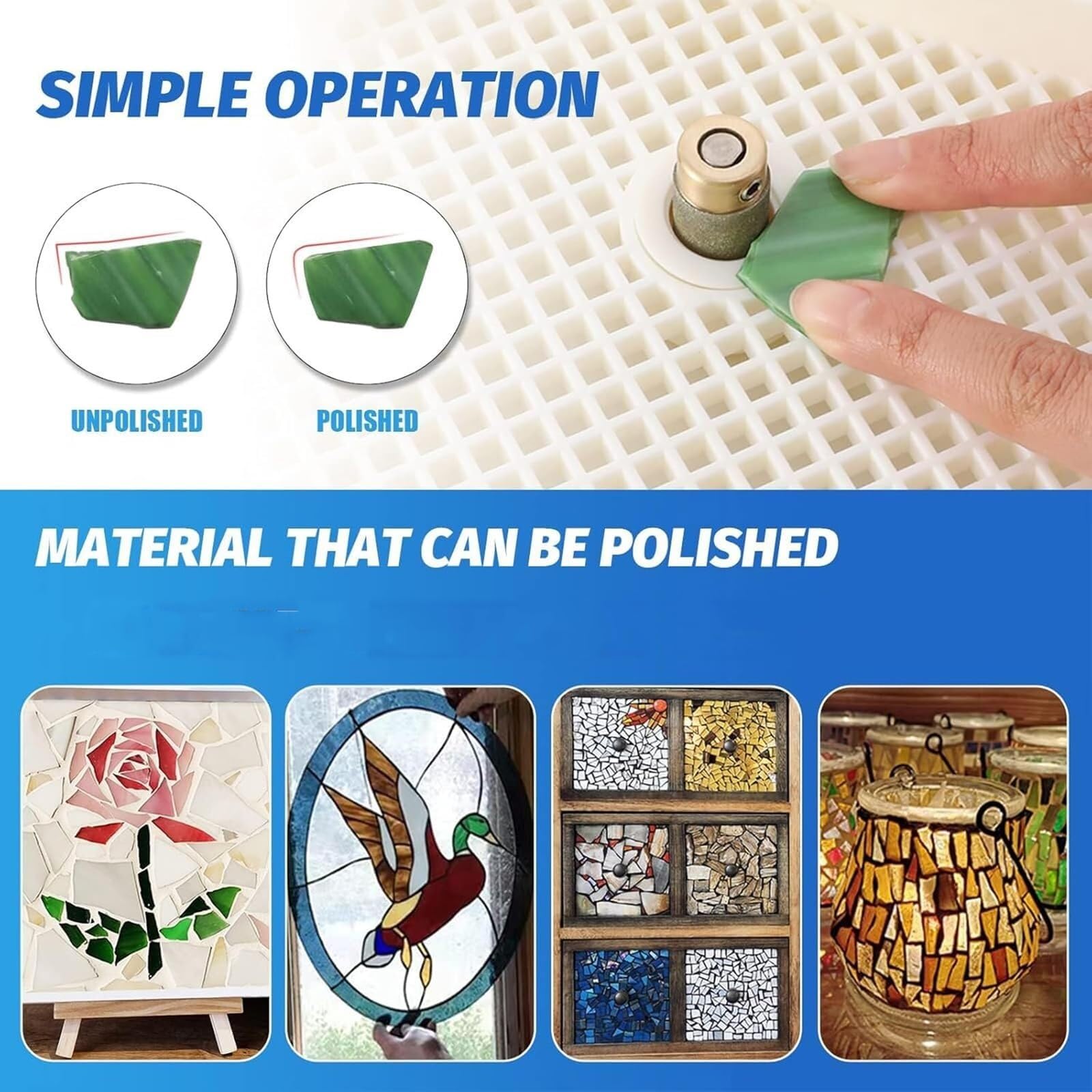 Molinillo eléctrico de vidrio de 65 W, herramienta de bricolaje de vidrieras con brocas de diamante, suministro automático de agua y deflector de salpicaduras para mosaicos, cerámica, manualidades