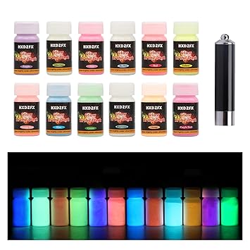 Tola Ram & Sons Glow In The Dark Pigment Powder Luminous Powder(Set of 8 packs 0.4oz Each) Safe Non-Toxic, For Slime Nails, EDM Music Festivals, Resin, Concerts, Halloween (Multicolor)
