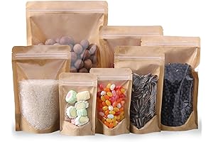 50 Kraft Stand Up Pouches With Clear Window