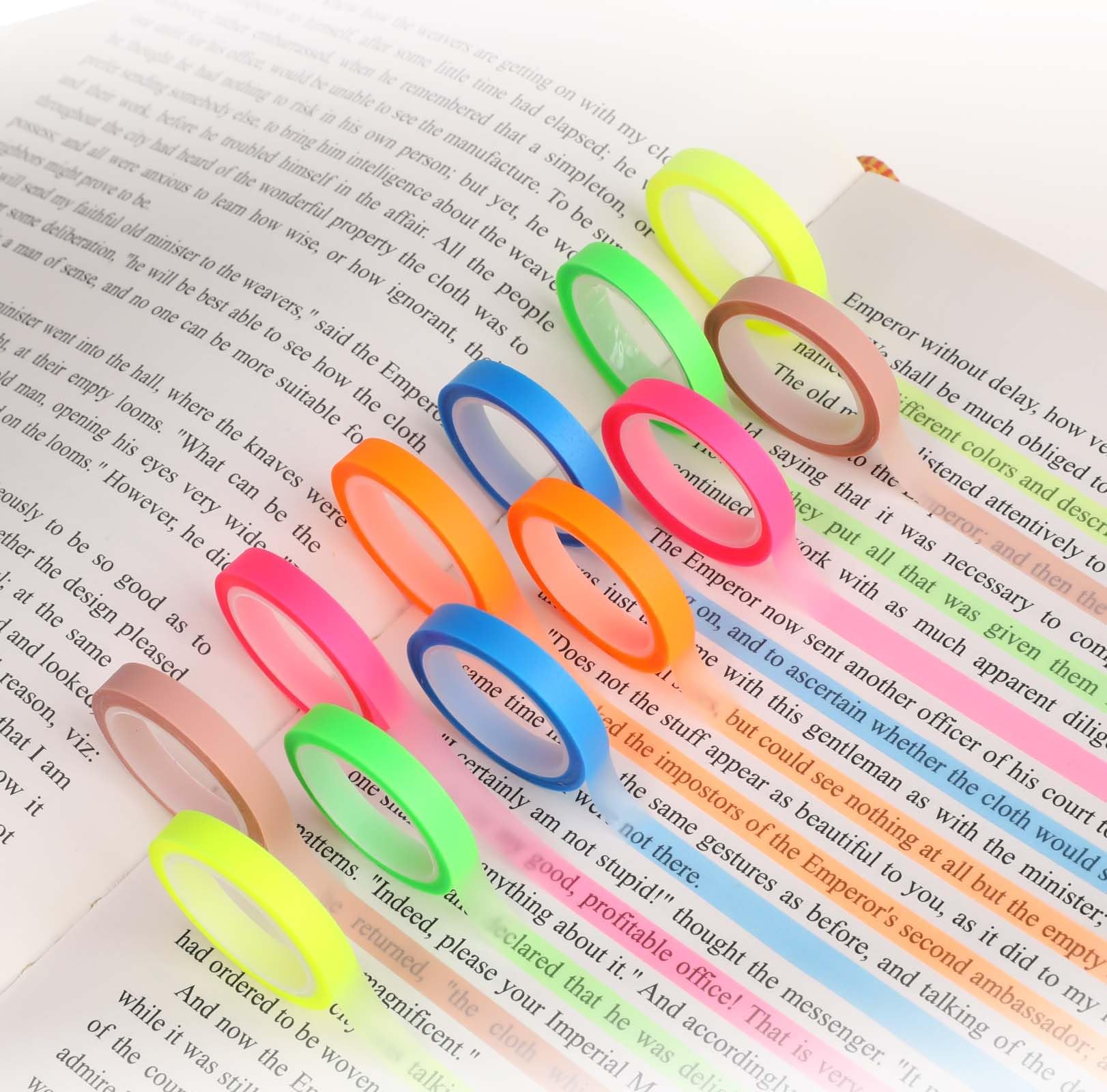 Sliverdew 12 Rolls Highlighter Tapes, 0.24inx16.4ft Transparent Highlighter Tape