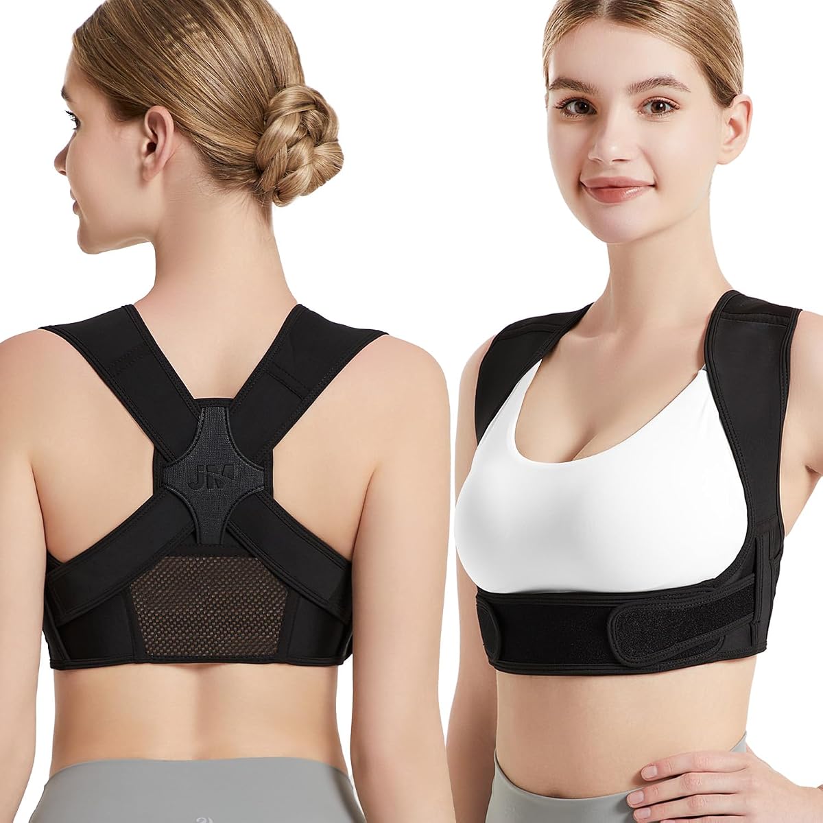 Corrector de postura JMPOSE para soporte de espalda: soporte de postura de hombro ajustable para hombres y mujeres (negro, pequeño/M)