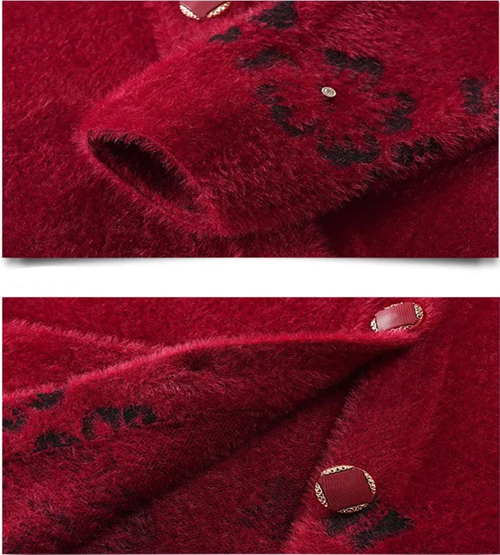 DBFBDTU Chaqueta de punto para mujer de mediana edad, chaqueta de punto suelto casual suéter madre abrigo