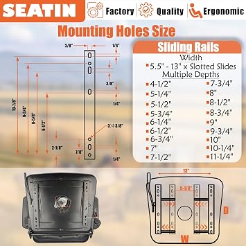 Universal Forklift Seat with Adjustable Mounting Holes, Armrests,Safety Belt & Micro Switch – Foldable Tractor Seat for Mowers,Skid Steer Loaders,Backhoe,Telehandler (with armrest and seat belt)