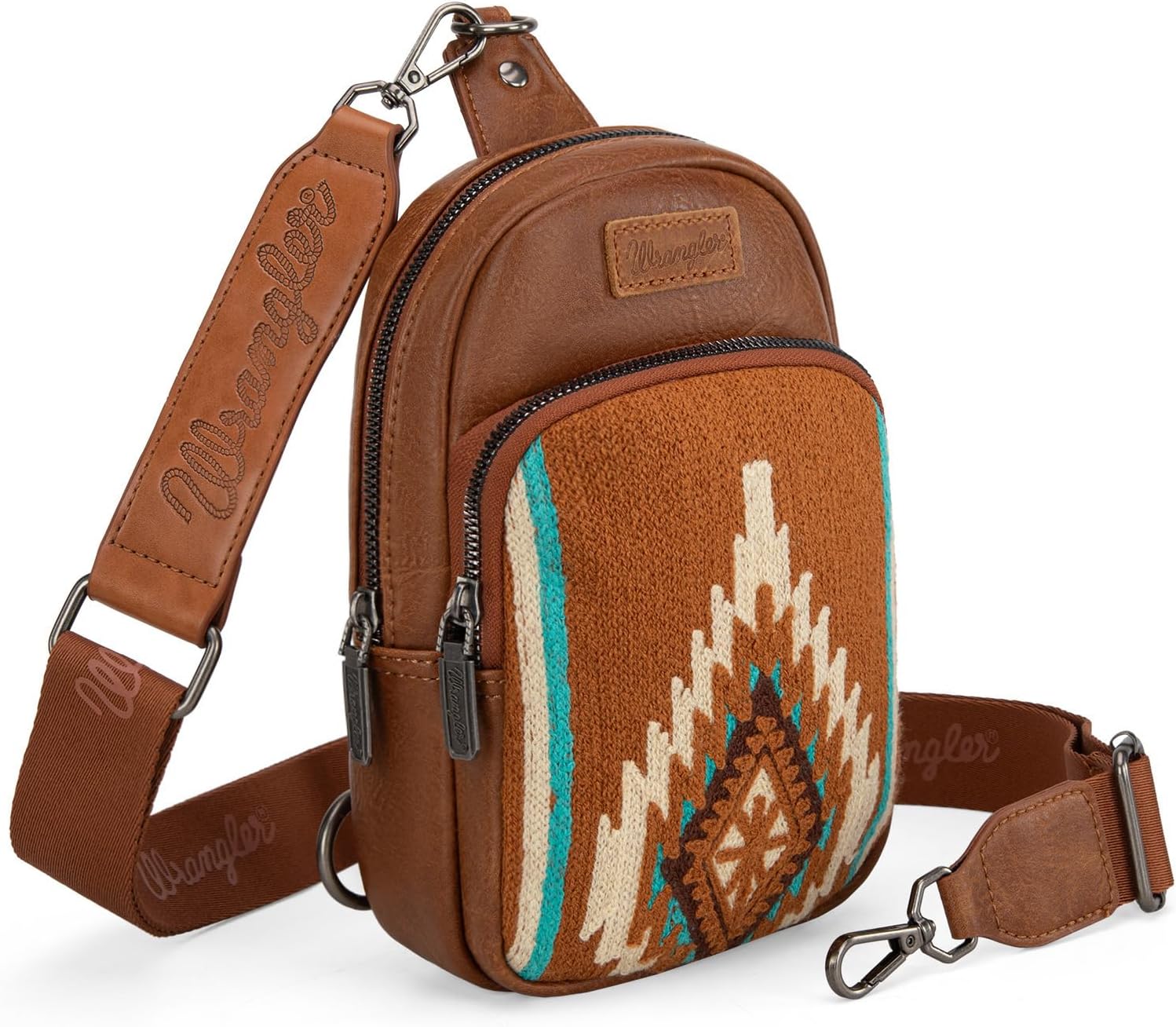 Wrangler Aztec Sling Bag for Women Western Knitted Crossbody Purse and Chest Bag With Adjustable Strap - Image 7