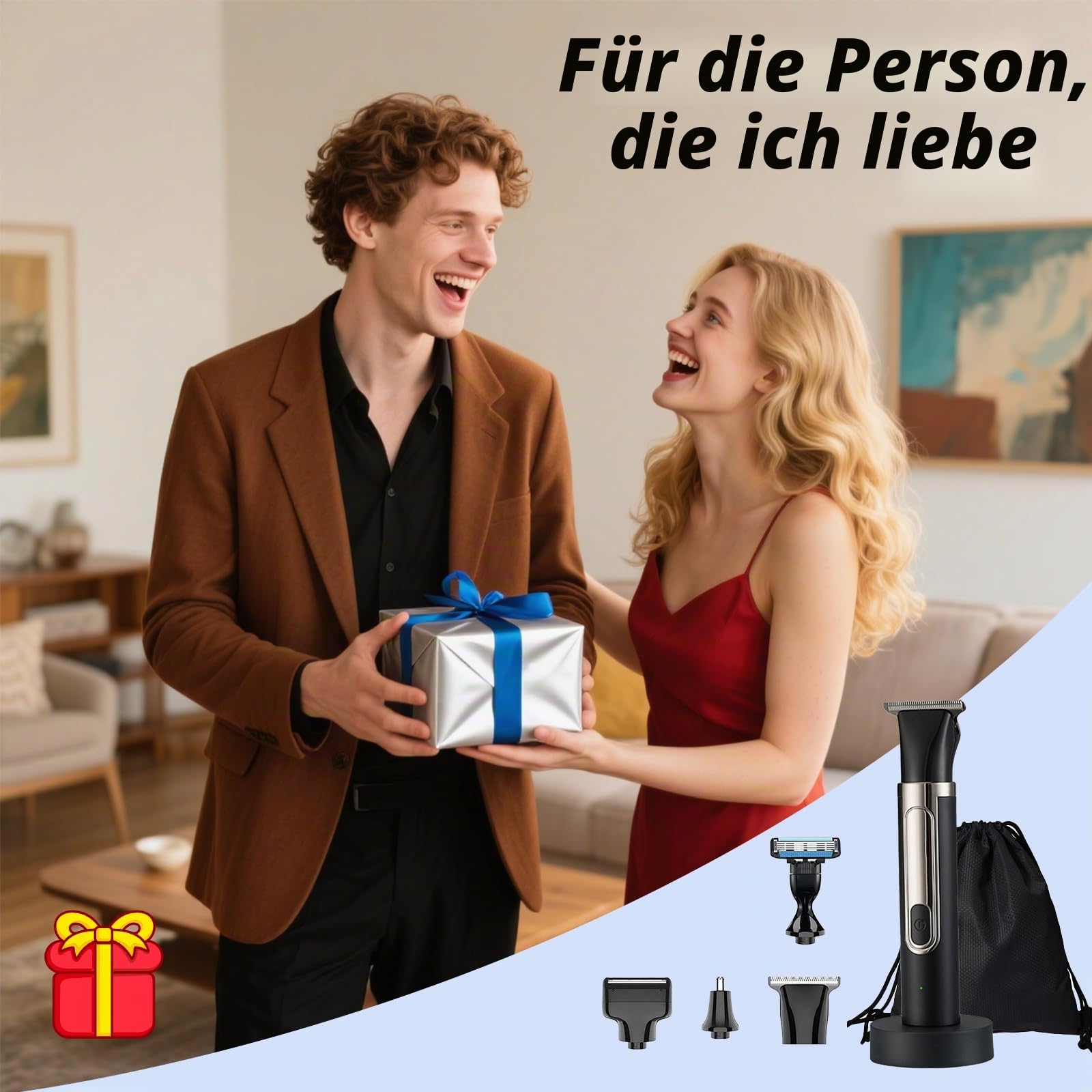 Elektrischer Rückenrasierer für Herren, 4-in-1 Körperpflegeset, Körperhaartrimmer mit verstellbarem Verlängerungsgriff, wasserfest, kabellos, USB-Körperpflege-Set für private Teile (Schwarz)
