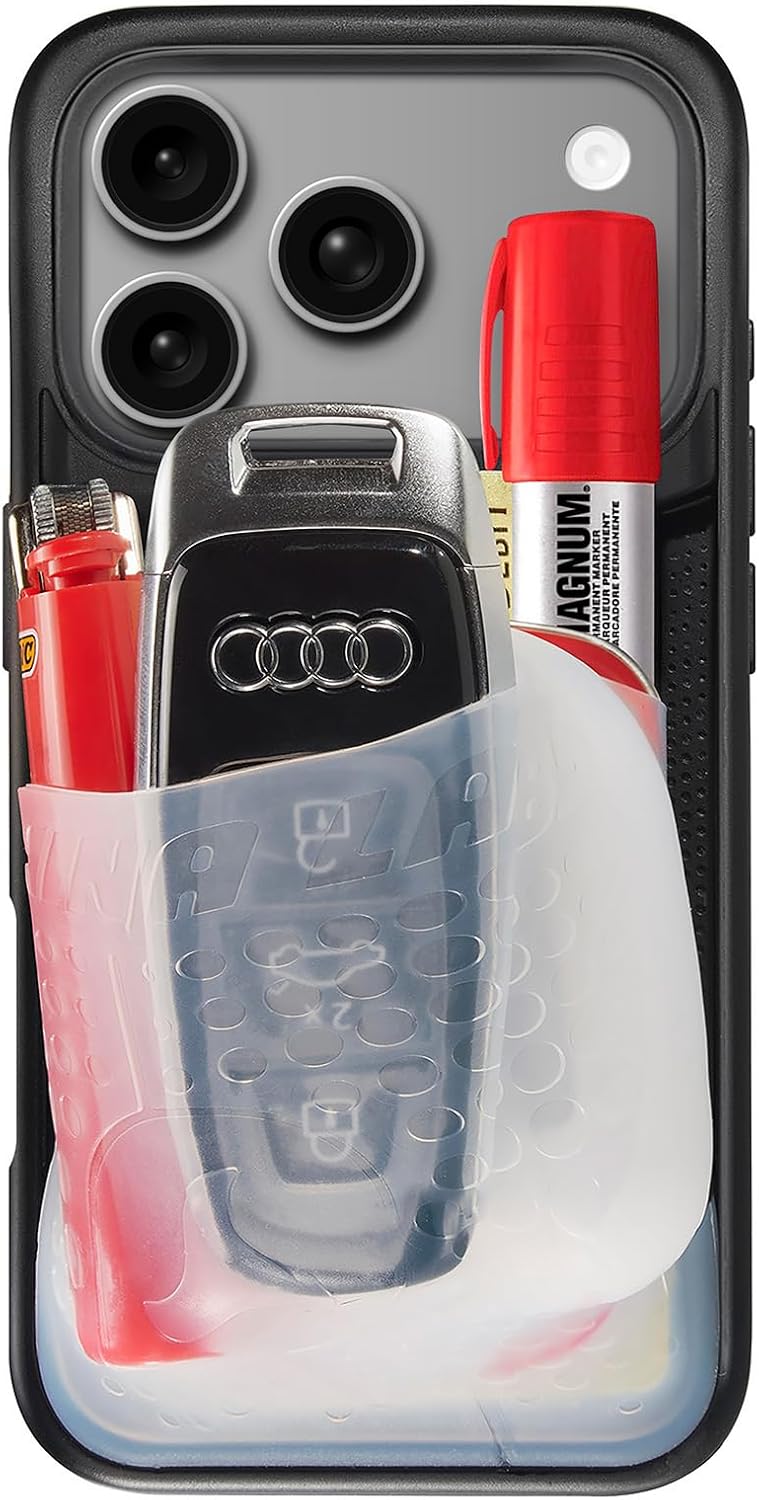 Flex Pouch Phone Case (Stretches to Hold 30+ Cards, Airpods, Lip Balm, Car Key & Cash) (Black/Clear, iPhone 17 PRO) image 3