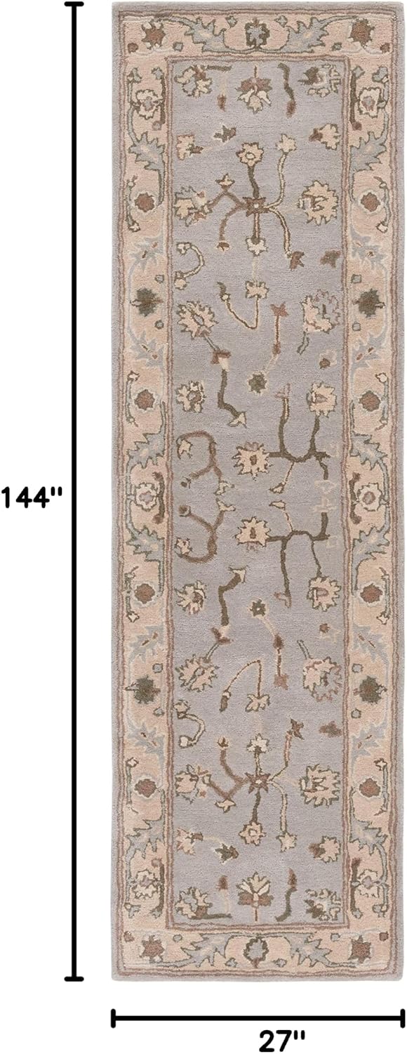 SAFAVIEH Heritage Collection Runner Rug - 2'3" x 12', Beige & Grey, Handmade Traditional Oriental Wool, Ideal for High Traffic Areas in Living Room, Bedroom (HG865A)