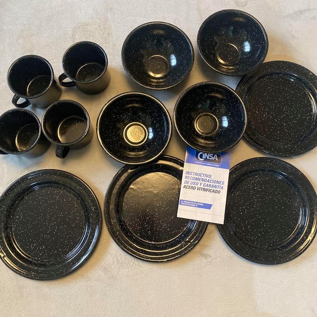 新品未開封★メキシコ　CINSA ホーロー　カップ　プレート　12個セット 新品未開封メキシコ CINSA ホーロー カップ プレート 12個セット