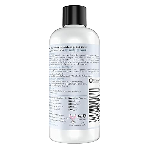 Miniatura 2 de Love Beauty And Planet Champú para el cabello volumen y recompensa, engrosamiento de agua de coco y flor de Mimosa, sin sulfatos, 3 onzas, 12