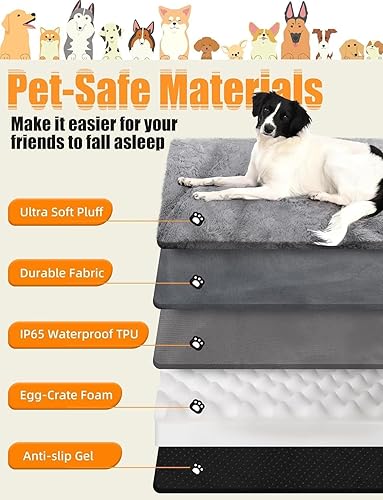 Miniatura 5 de Sytopia Cama ortopédica para perros grandes, a prueba de mordidas, de 42 pulgadas, cama indestructible para perros, cama lavable extra grande para