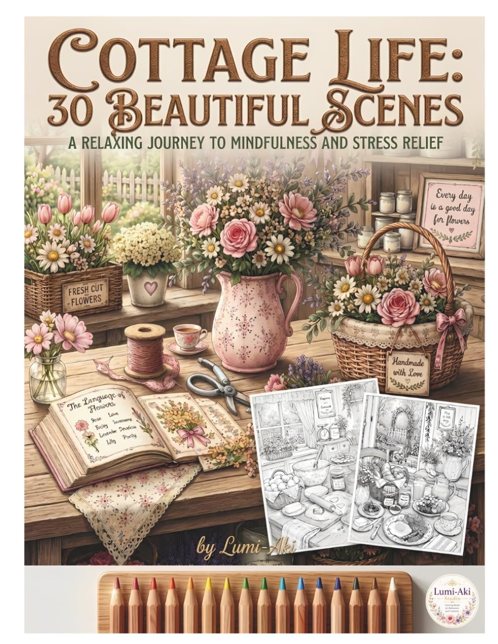 Cottage Life：30 Beautiful Scenes Coloring Book: Elegant Escape to Cozy Cottages, Romantic Gardens, and Lush Hidden Spaces