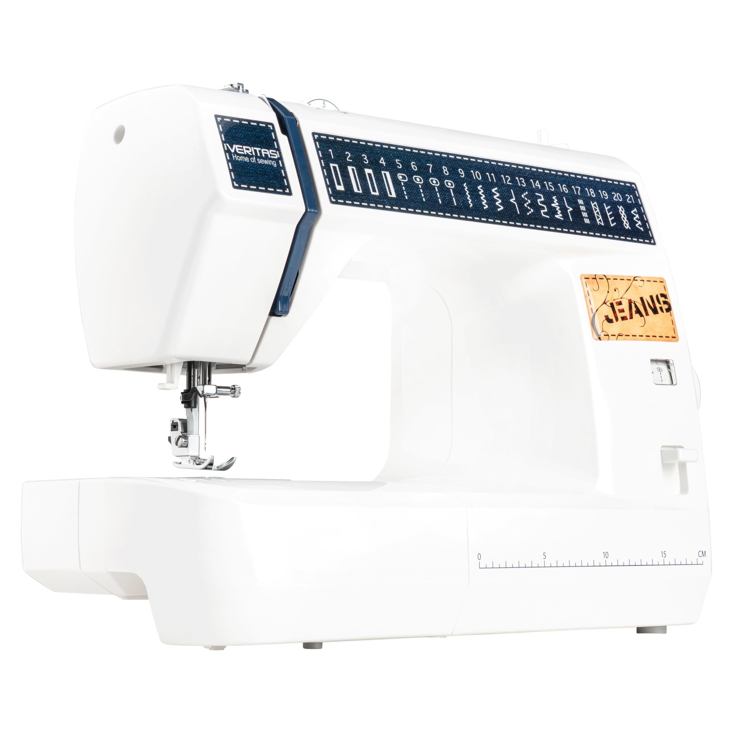 VERITAS Nähmaschine JSB21 I 21 Stichprogramme I Einfädelhilfe I Auto-Fadenspannung & Fadenabschneider I LED-Nählicht I inkl. Staubschutzhülle I Mechanische Nähmaschine (weiß)