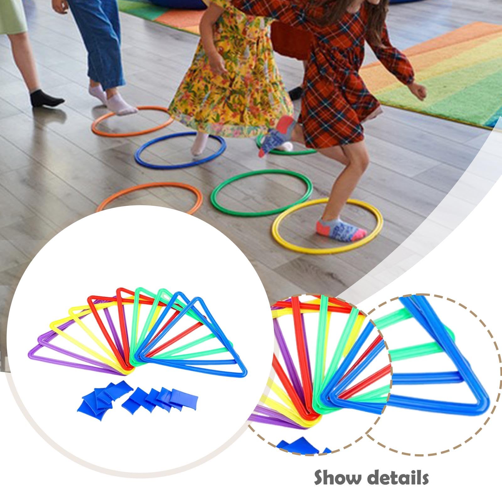 10x Anneaux de marelle pour enfants Anneaux d'agilité Jeu de lancer d'anneaux pour l'intérieur et l'extérieur, Triangle