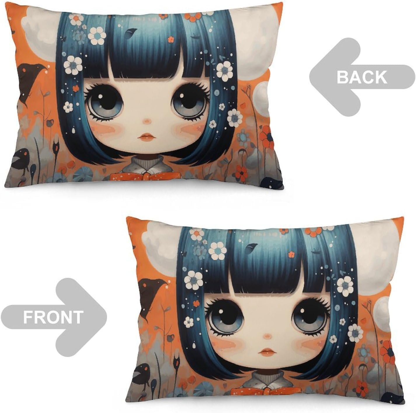 Anime Pictures Throw Pillow Covers 12 "x20 Super Soft Pillow Cases Decorative Pillow Covers for Sofa Couch Bed Rectangle Pillowcases for Living Room Office image 4
