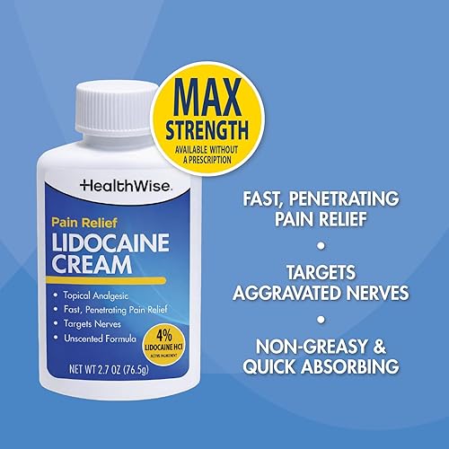 Miniatura 5 de HealthWise Crema de lidocaína máxima fuerza OTC adormece el dolor Alivio duradero No grasa 2.7 onzas Fórmula sin perfume Anestésico