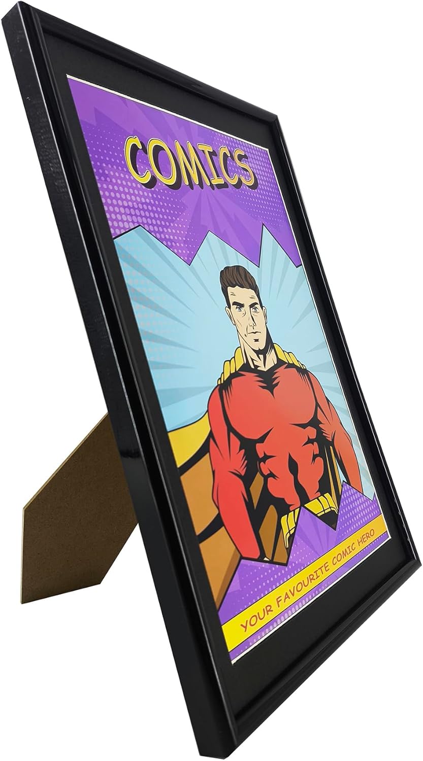 8 Packs, Comic Book Frame with Black mat, UV Protection, Black Frame for Current Comics up to 6 3/4" x 10 1/4", Fits with Comic Book Bags and Sleeves, Wall or Tabletop Display