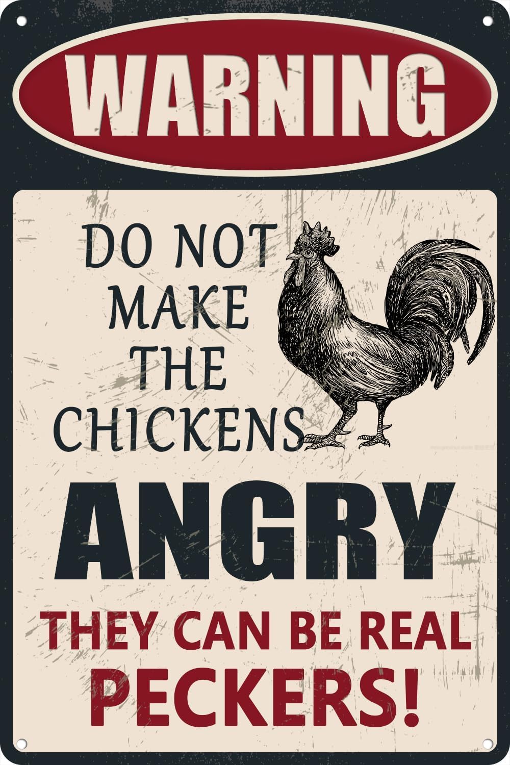 SMAZDFXX Funny Metal Chicken Coop Signs, Warning DoMake The Chickens Angry Sign Vintage Chicken Tin Signs for Farmhouse Gate Fence Wall Decor 8"x12"
