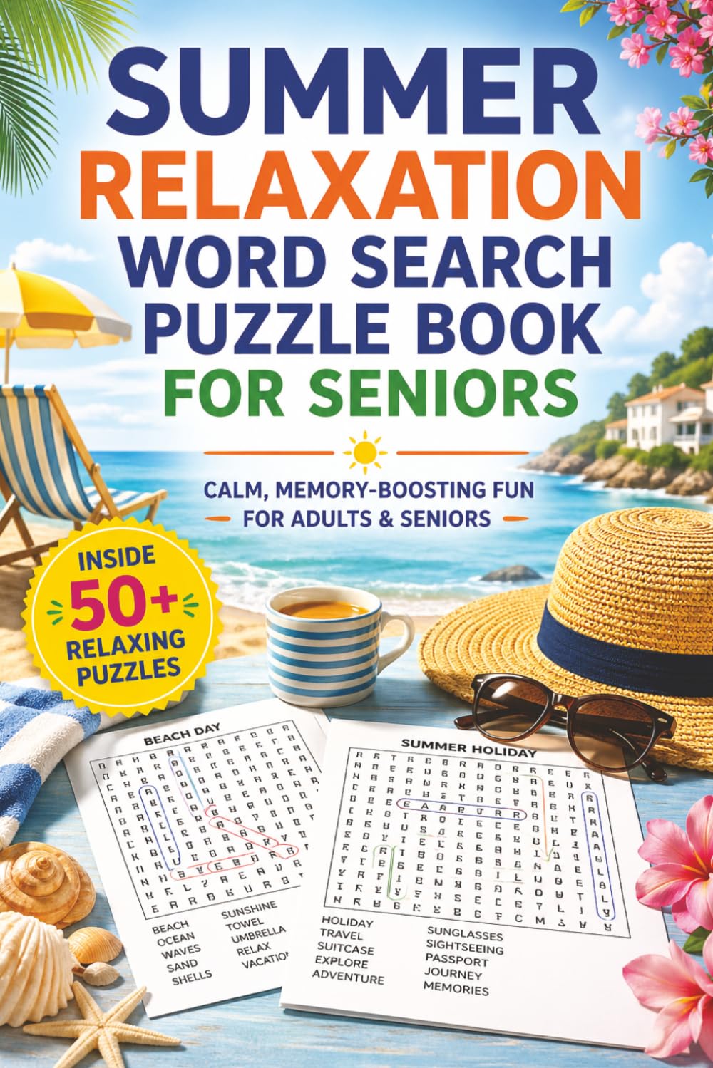 SUMMER RELAXATION WORD SEARCH PUZZLE BOOK FOR SENIORS: 50+ Easy-to-Read Puzzles in a Word Find Book About Beach Days, Relaxation & Nostalgic Sunny ... Series | Memory-Boosting Gift for Holidays.