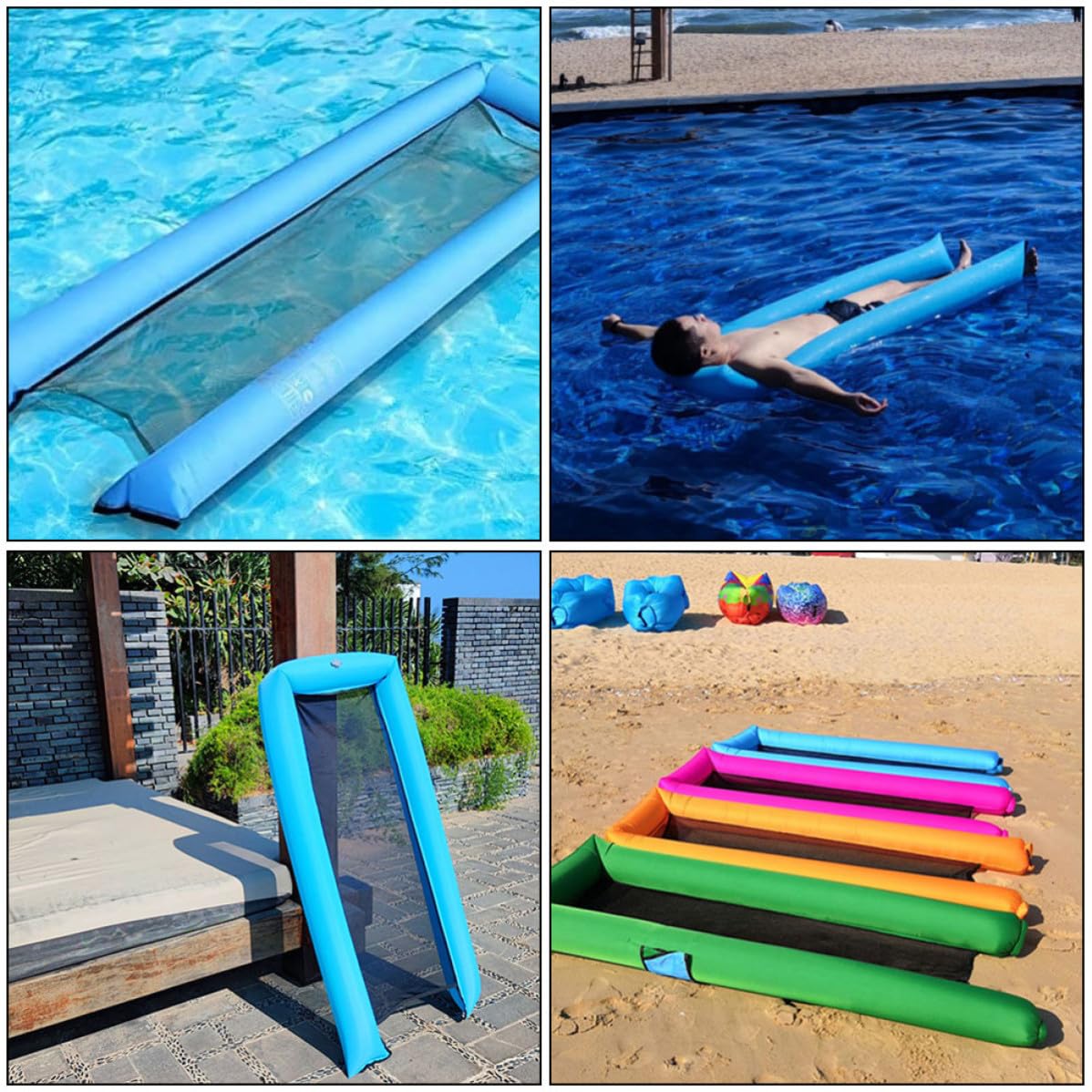 Aufblasbare Schwimmmatte Nylon, Tragbares Schwebebett Blau für Sommer