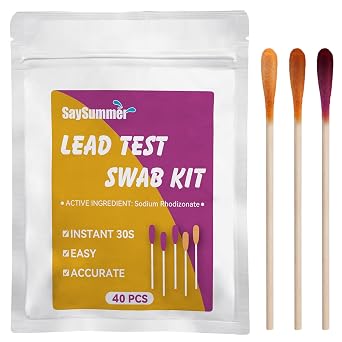Lead Test Kit, 40 Pack Rapid Lead Test Swabs Testing Paint Dishes Ceramics Stainless Steel All Surfaces, Results in 30 Seconds