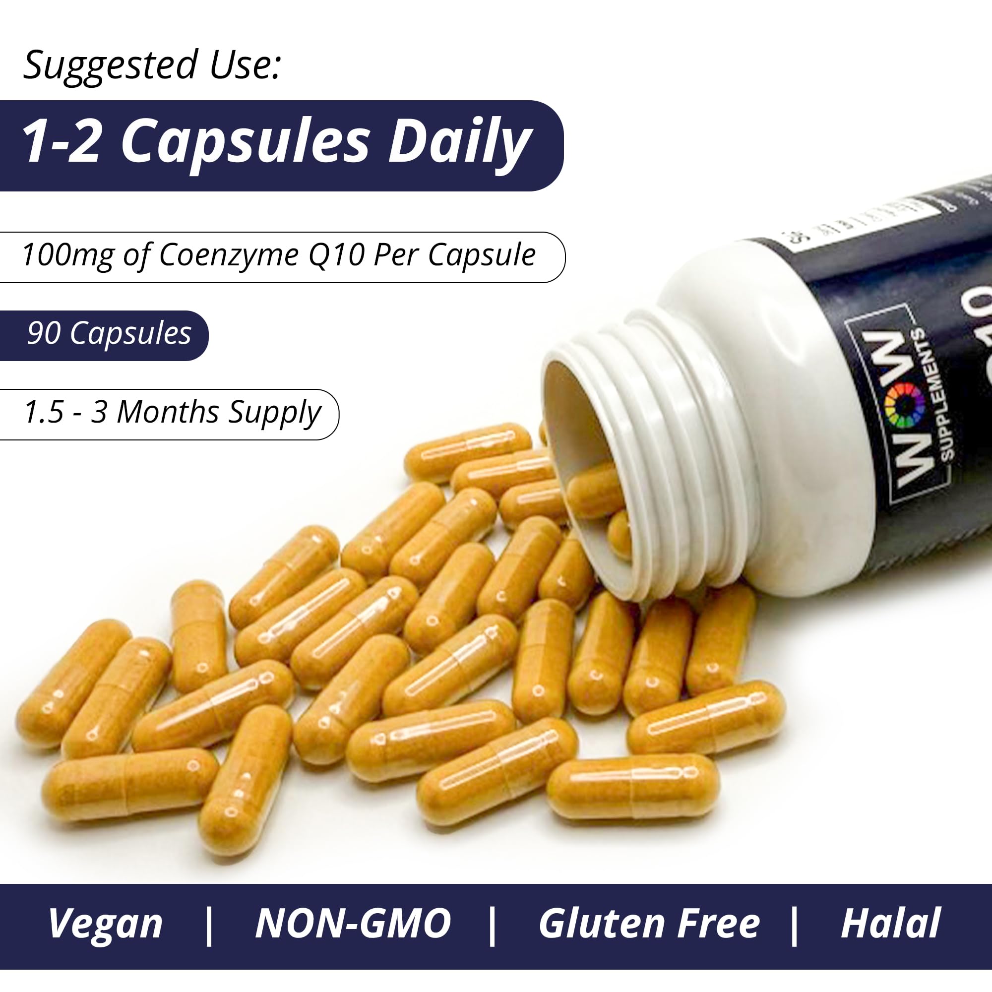 WOW Supplements CoQ10 100 mg with Hawthorn Berry - High Absorption CoQ10 100mg for Energy Production, Heart and Cellular Health - Non-GMO, Gluten-Free Coenzyme Q10 100mg Supplement - 90 Capsules — Amazon image 6