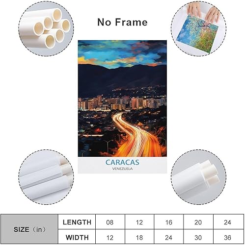 Miniatura 2 de Caracas Venezuela - Póster de viaje vintage de 08 x 12 pulgadas (7.9 x 11.8 in), pintura en lienzo, arte de pared, póster para sala de estar,