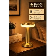 Neo Vista Dokunmatik Mantar Masa Lambas ,  arjl , Dim Edilebilir, Dekoratif, Gold Alt n Renkli