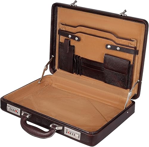 Miniatura 9 de Maletín de cuero de grano completo para tamaño unisex L17xW3xH12 pulgadas Maletín bolsa
