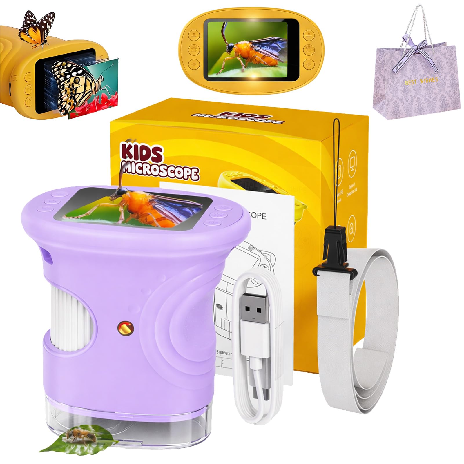 WonderQuest 4K Microscope, Loupe Magnifier with Light, Wonderquest Discovery Microscope, 4K Magnifying Camera, 2" IPS Screen 1000x Handheld Portable