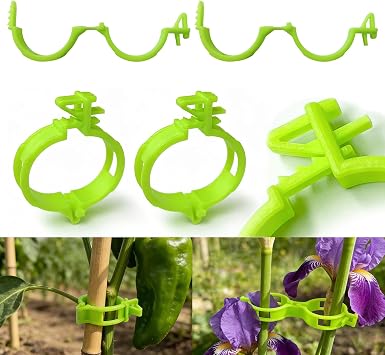 150 Pcs Plant Support Clips,Tomato Clips for Climbing Plants/String Trellis,with 3 Adjustable Ties for Gardening,Outdoor Vine Clips,Garden Clips for Plants Grape and Vine Vegetables Bright Green