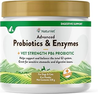 NaturVet Vet Strength PB6 Probiotics & Enzymes Powder (8 oz) for Digestive Health