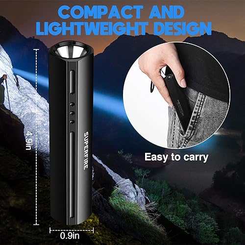 Miniatura 3 de Mini linterna LED recargable, linterna pequeña súper brillante de alto lúmenes, las mejores linternas de mano para emergencias, potentes linternas