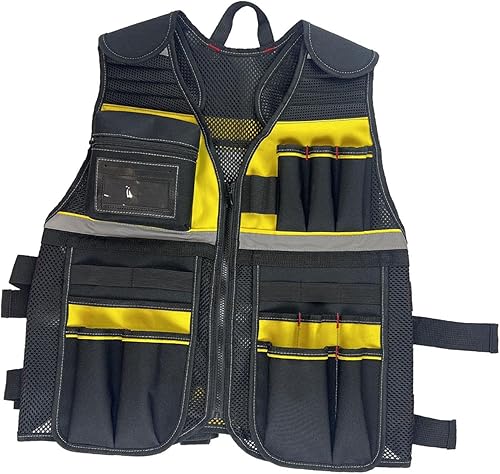 Tool Vest for Men Lightweight Oxford Cloth Tool Pouch Comfortable Neck Opening with Multi Pocket for Electrician Construction