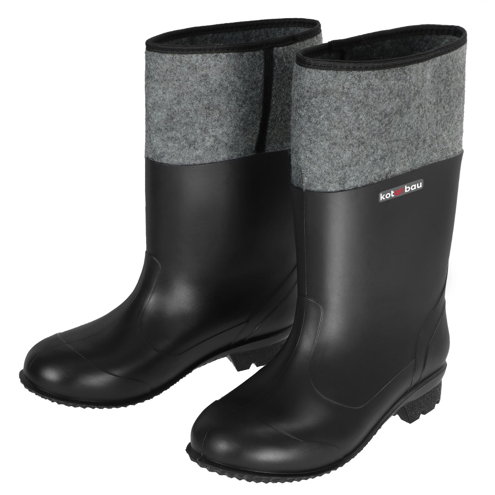 KOTARBAUWellington boots, felt boots, unisex work shoes, work boots, rubber shoes, waterproof winter boots, field boots, work boots, rain boots, Black Grey, 42 EU